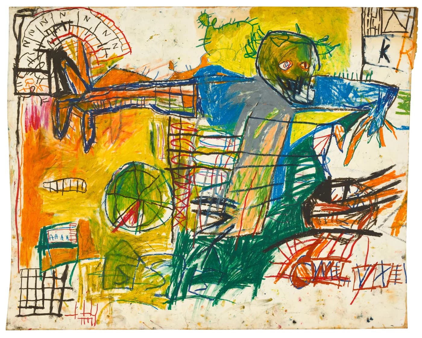 Jean-Michel Basquiat《Untitled》1981 紙にオイルスティックで描いた作品 メイン画像